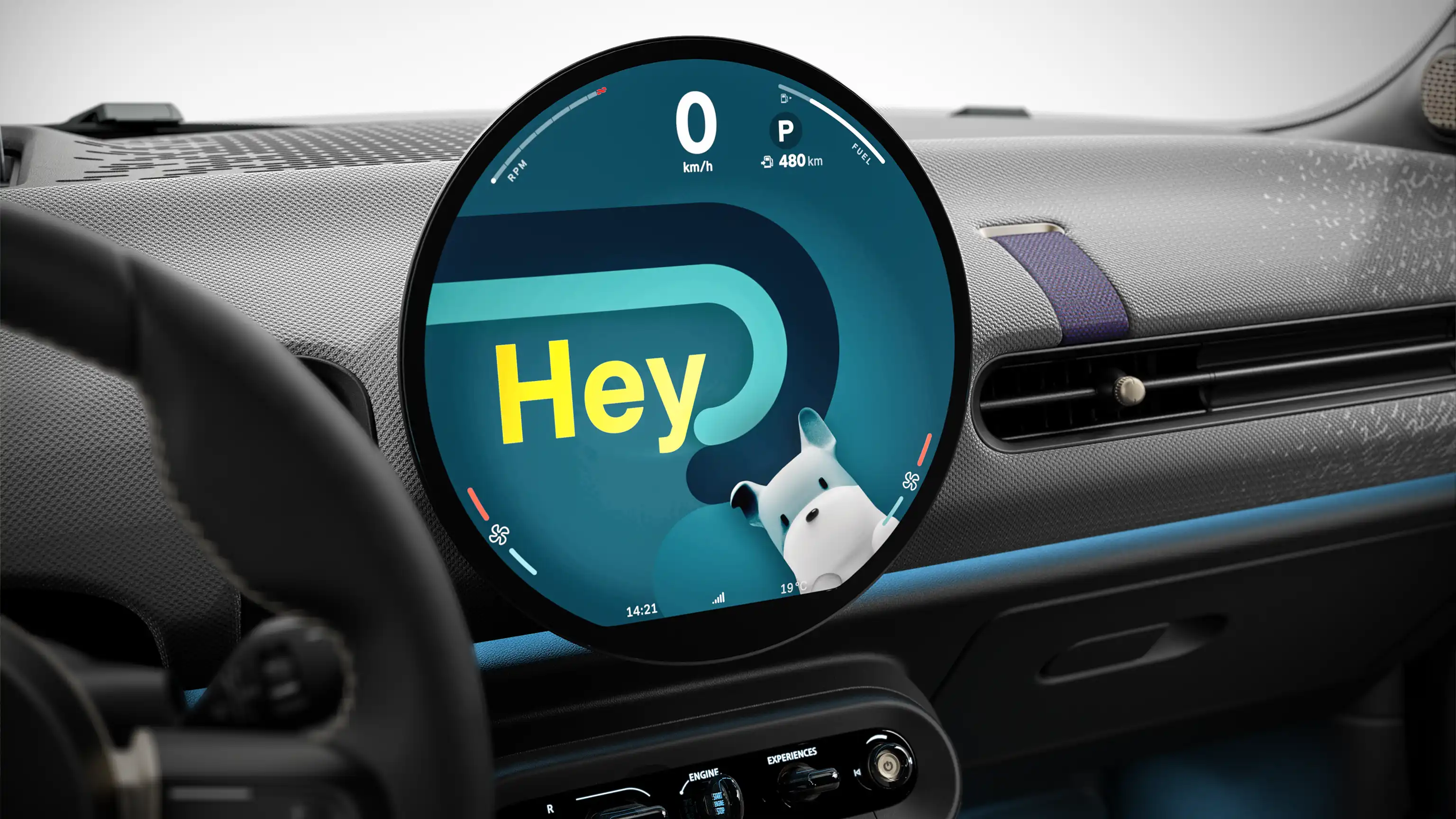 Detail video of the display in the MINI Cooper Convertible showing the navigation